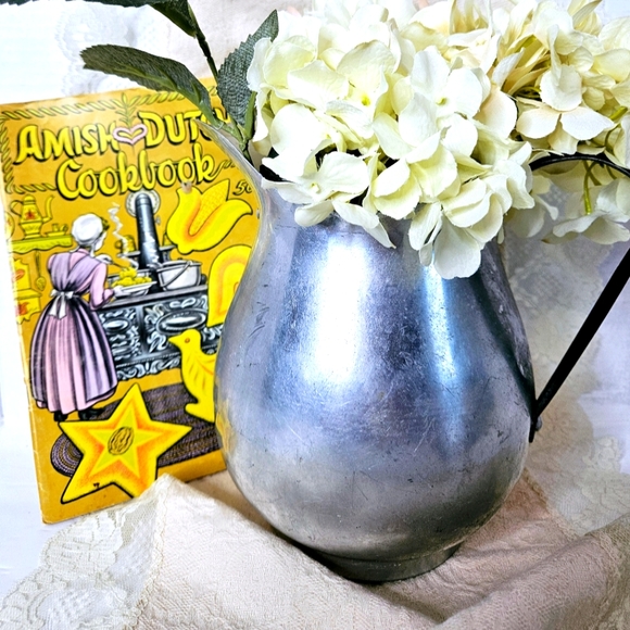 Vintage Shabby Chic / French Country Aluminum Hand Held Pitcher - Picture 2 of 9